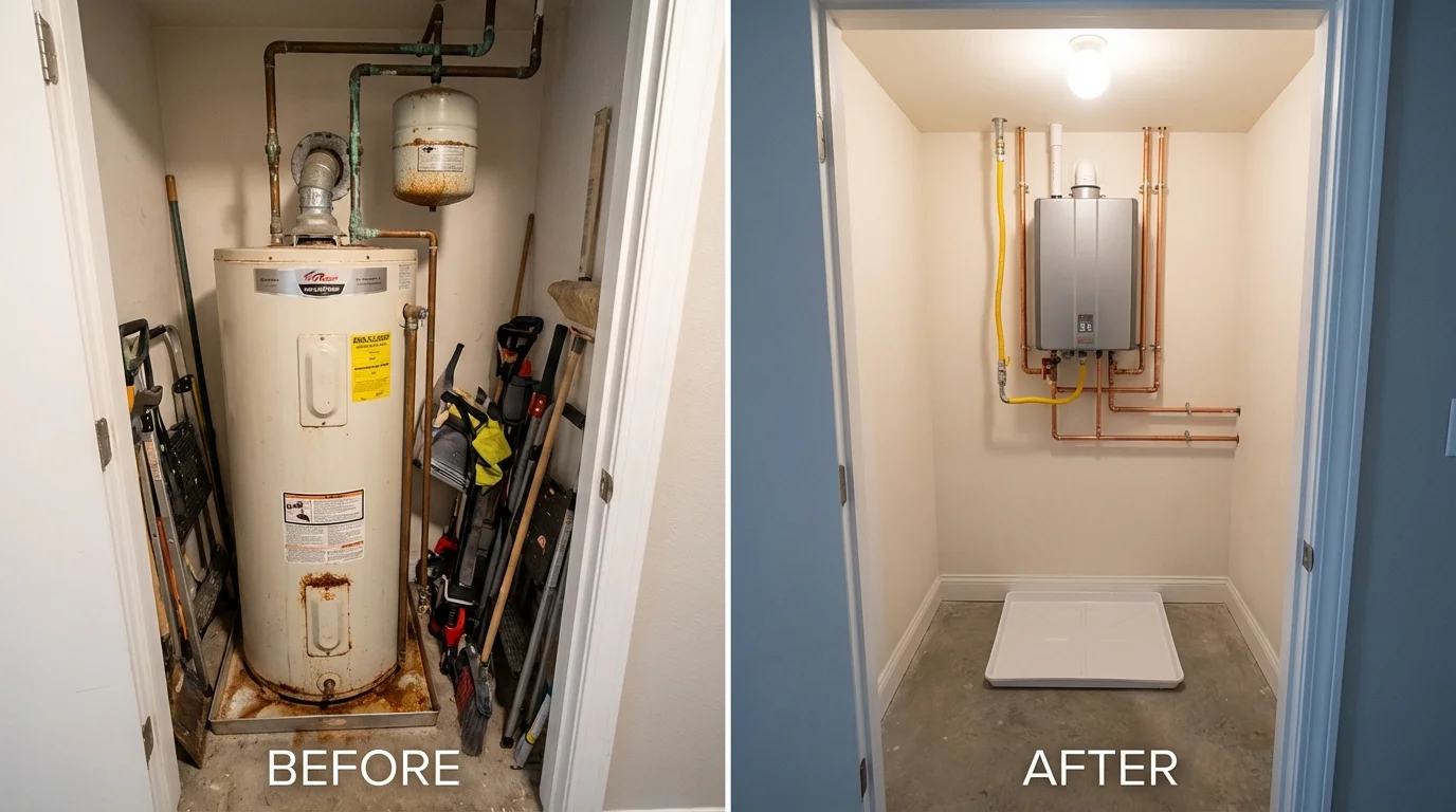 Tank water heater versus wall-mounted tankless unit comparison for Mason, TN homeowners